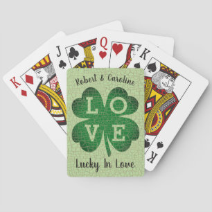 Lyckliga förälskade Monogrammed namn för Shamrock Casinokort
