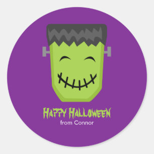 Lyckliga Frankenstein lurar Halloween Runt Klistermärke
