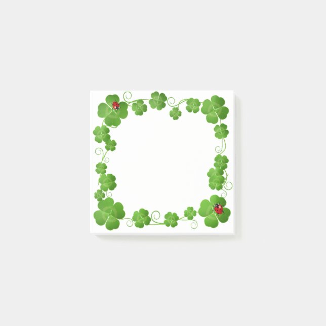 Lyckliga Fyrklöver & Nyckelpigor Post-it Block (Framsida)