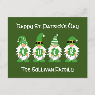 Lyckliga Gnomer Leprechaun Namn St Patricks Dag Vykort