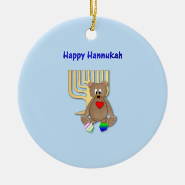 Lyckliga Hannukah Julgransprydnad Keramik (Framsidan)