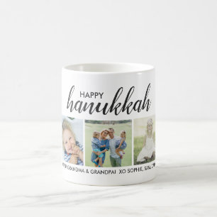 Lyckliga Hanukkah 3 foto och beställnings- text Kaffemugg