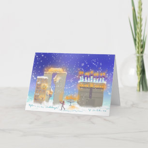 Lyckliga Hanukkah från Hanukkahville 2016 Helgkort