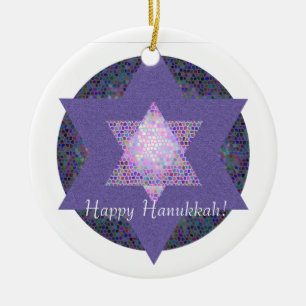 Lyckliga Hanukkah! Mångfärgad davidsstjärna Julgransprydnad Keramik