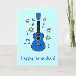 Lyckliga Hanukkah med ukulelen och stjärnor Helgkort