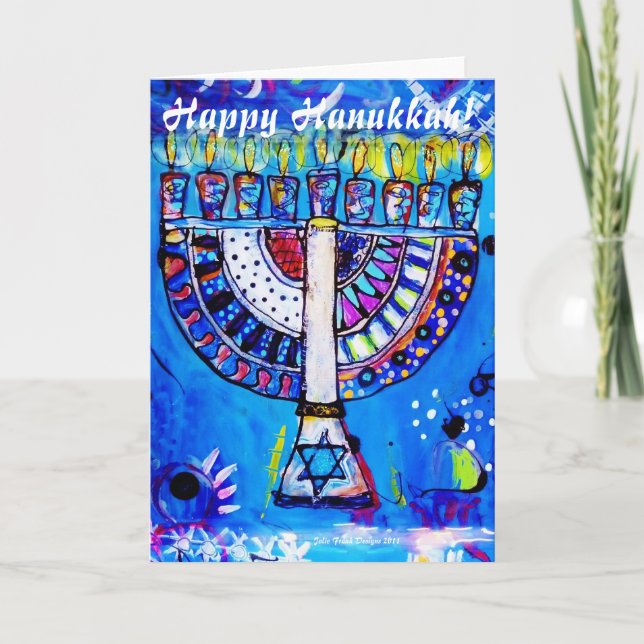 Lyckliga Hanukkah! Menora Helgkort (Framsida)