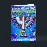 Lyckliga Hanukkah! Menora Helgkort<br><div class="desc">Målar den omvända Glass akrylen Jolie för det franka original design. 2011</div>