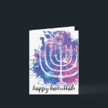 Lyckliga Hanukkah, menora, Konst-Inspirerat Helgkort<br><div class="desc">Modern konst-inspirerad menoraillustration,  "lyckliga Hanukkah.", </div>