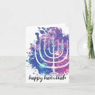 Lyckliga Hanukkah, menora, Konst-Inspirerat Helgkort