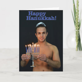 Lyckliga Hanukkah - på shirtless Helgkort