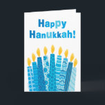 Lyckliga Hanukkah skraj menorastearinljus Helgkort<br><div class="desc">Ett skraj sortiment av blåttmenorastearinljus bränner ljust och att tillfoga gnistran och sken till säsongen.  En roligt och en slå design!  Att matcha portofrimärket är tillgängligt i mitt shoppar.  Avbilda och verse ©encentmyntkork.</div>