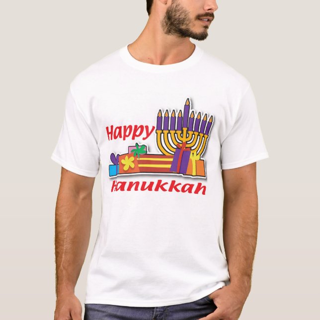 Lyckliga Hanukkah Tee Shirt (Framsida)