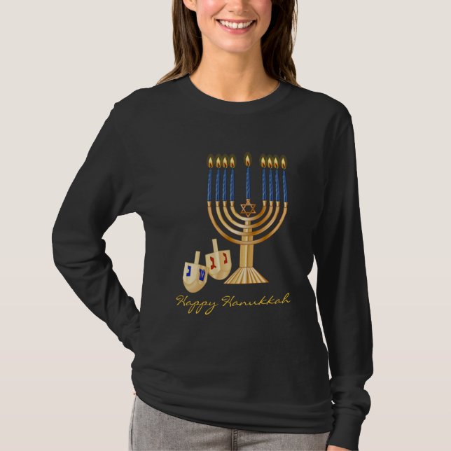 Lyckliga Hanukkah Tee Shirt (Framsida)