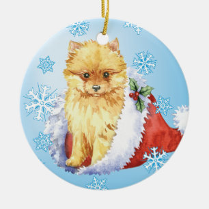 Lyckliga Howliday Pomeranian Julgransprydnad Keramik