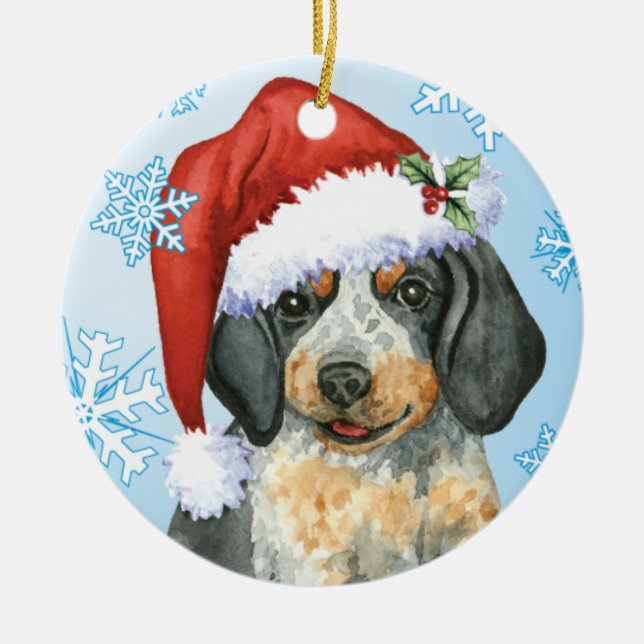 Lyckliga Howlidays Bluetick Julgransprydnad Keramik (Framsidan)