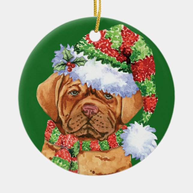 Lyckliga Howlidays Dogue Julgransprydnad Keramik (Framsidan)