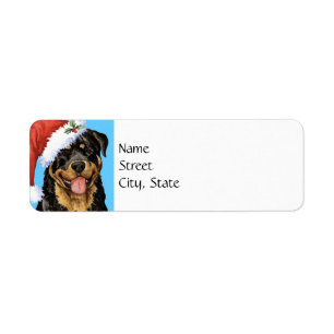 Lyckliga Howlidays Rottweiler Returadress Etikett