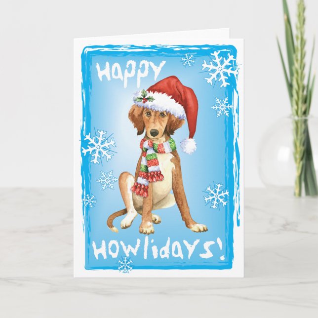 Lyckliga Howlidays Saluki Helgkort (Framsida)