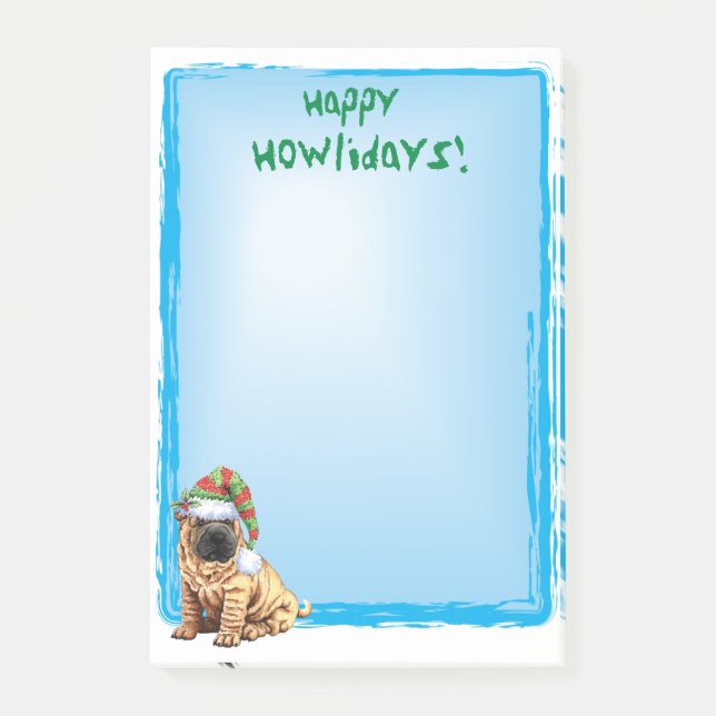 Lyckliga Howlidays Shar-Pei Post-it Block (Framsida)