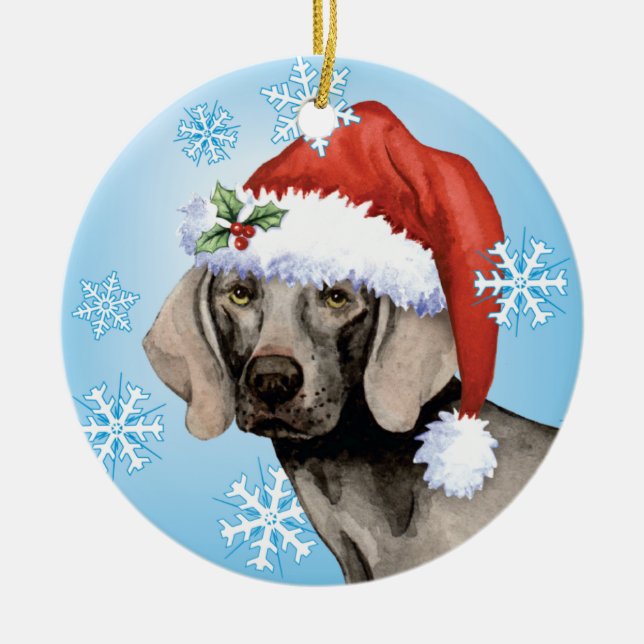 Lyckliga Howlidays Weimaraner Julgransprydnad Keramik (Framsidan)