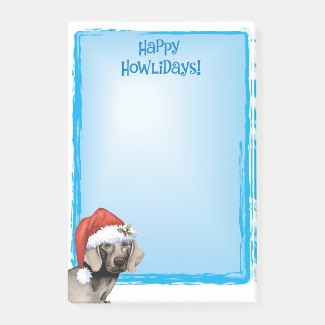 Lyckliga Howlidays Weimaraner Post-it Block (Framsida)