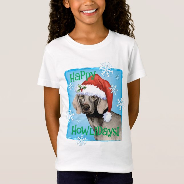 Lyckliga Howlidays Weimaraner Tee Shirt (Framsida)