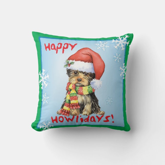 Lyckliga Howlidays Yorkie Kudde (Framsida)