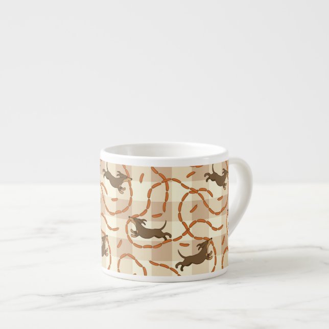 lyckliga hundar med korvbakgrund espressomugg (Framsida höger)