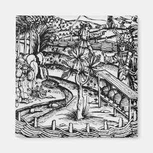 Lyckliga husbandsmen som ansar bin, illustration magnet