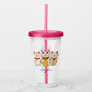 Lyckliga Japanska Maneki Neko Katter Personliga Take Away Mugg