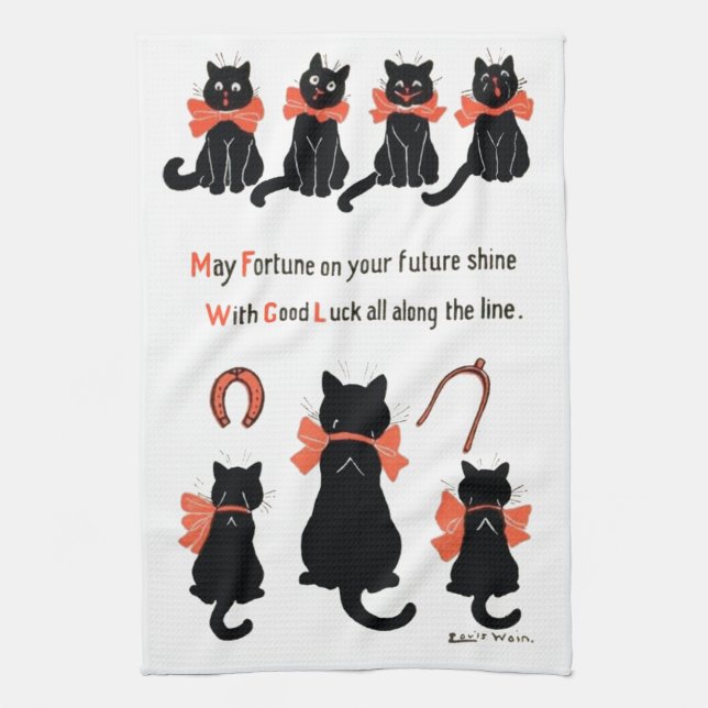 Lyckliga katter, Louis Wain Kökshandduk (Vertikal)