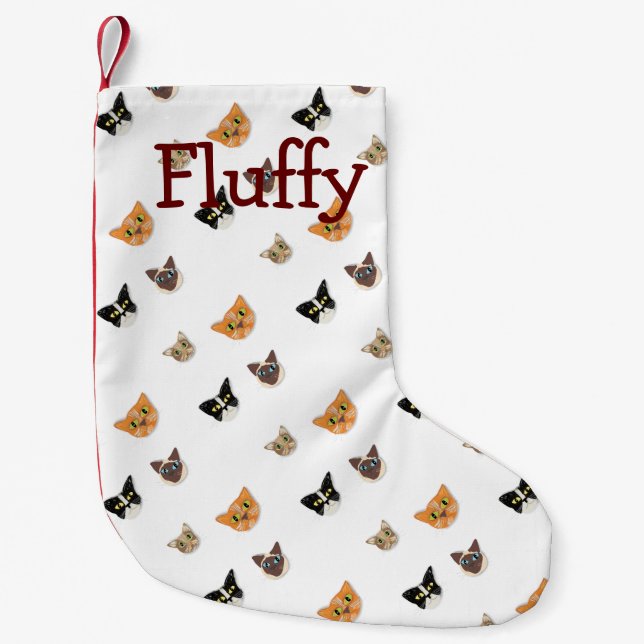 Lyckliga katthuvud liten julstrumpa (Framsidan)