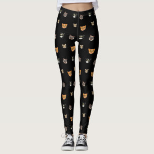 Lyckliga katthuvud - mönster leggings