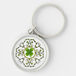 Lyckliga Keychain Rund Silverfärgad Nyckelring