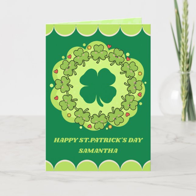 Lyckliga kramar St. Patrick's Day välkomstkort Kort (Framsida)