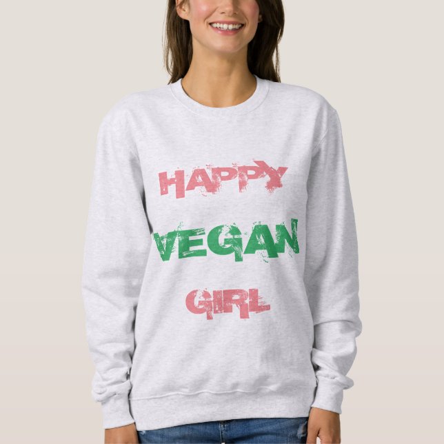 LYCKLIGA kvinna för VEGANFLICKAaska tröja (Framsida)
