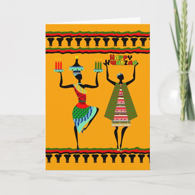 Lyckliga Kwanzaa, stam- design med stearinljus Helgkort (Framsida)