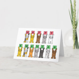 Lyckliga Kwanzaa, tecknadCats. Helgkort