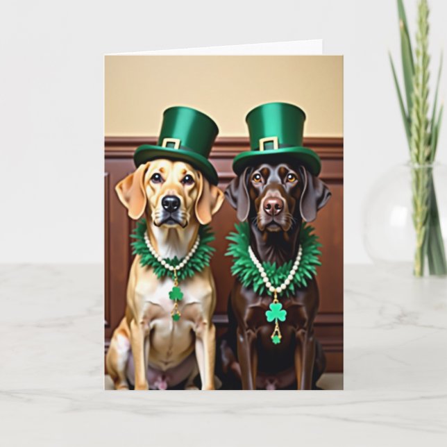 Lyckliga Labbar St. Patricks Day-kort Kort (Framsida)