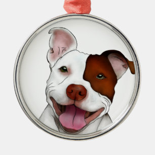 Lyckliga le Pitbull Julgransprydnad Metall