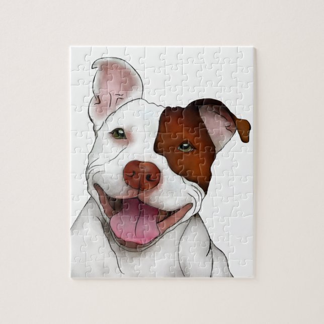 Lyckliga le Pitbull Pussel (Vertikal)