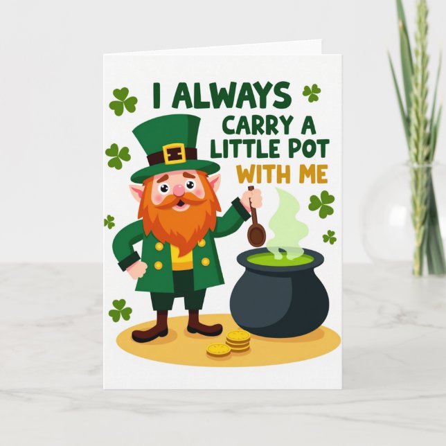Lyckliga Leprechaun Guldgryte Kort (Framsida)