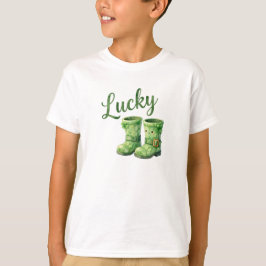 Lyckliga Leprechaun-stövlar Vattenfärg Patrick's D T Shirt