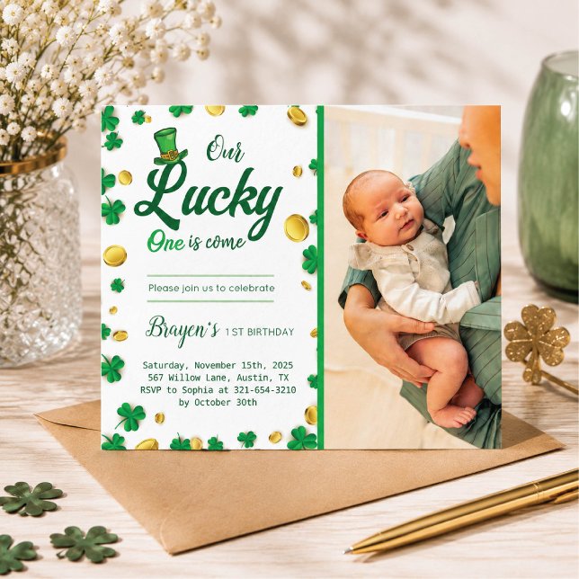 Lyckliga lilla en – St. Patrick's Day babyfest Inbjudningar (Skapare uppladdad)