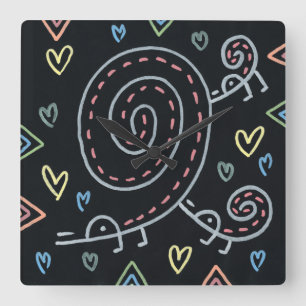 Lyckliga lyckliga fåglar fyrkantig klocka