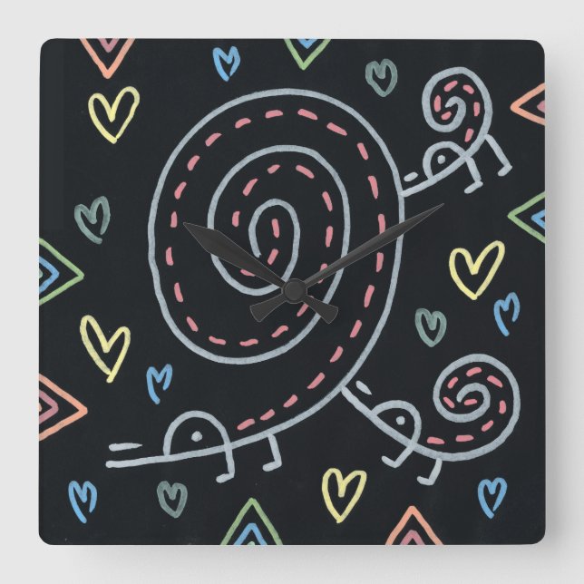 Lyckliga lyckliga fåglar fyrkantig klocka (Framsida)