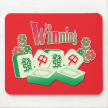 Lyckliga Mahjong Vinnande Brickor Grön Blommig