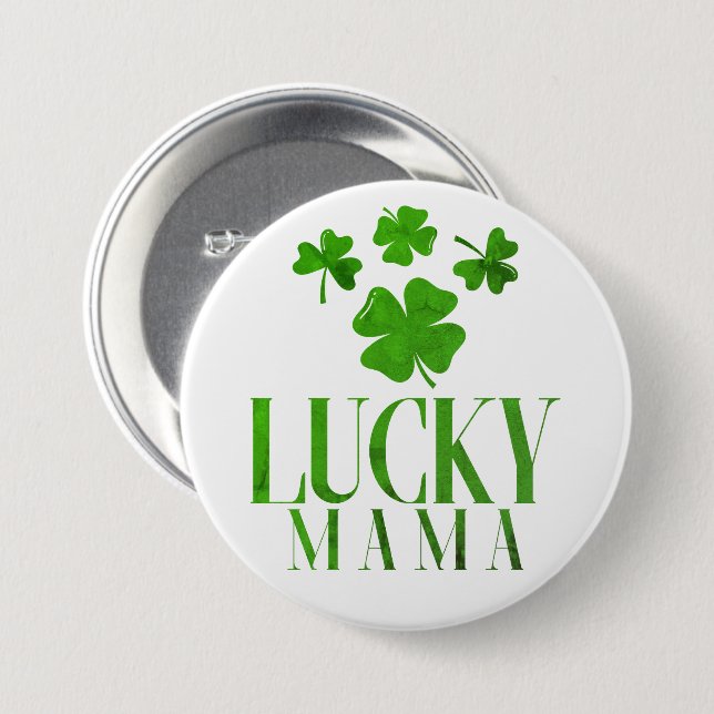 Lyckliga Mamma Shamrock Knapp – Kul St. Patrick’s  (Framsida & baksida)