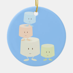 Lyckliga marshmallows julgransprydnad keramik