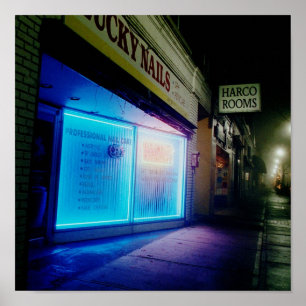 Lyckliga naglar - kalla blått i natten poster